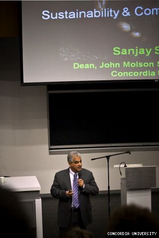 JMSB Dean Sanjay Sharma welcomes guests to the 2010 Sustainable Business Conference.
